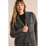 Z Supply Women's Mason Windowpane Knit Coat in Charcoal Heather