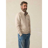 The Faherty Men's Epic Quilted Fleece Pullover in Oatmeal Tan