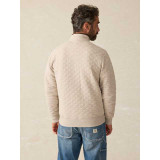 The Faherty Men's Epic Quilted Fleece Pullover in Oatmeal Tan