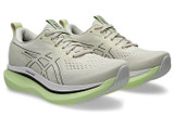 The Asics Women's Glideride Max Running Shoes in Birch White and Black