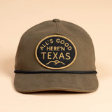 Texas Hill Country Provisions Men's All's Good Guadalupe Snapback in Olive Green