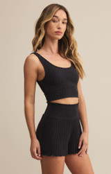 Z Supply Women's Zoe Rib Tank Bra in Black Sands