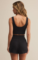 Z Supply Women's Zoe Rib Tank Bra in Black Sands