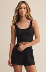 Z Supply Women's Zoe Rib Tank Bra in Black Sands