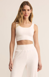 Z Supply Women's Zoe Rib Tank Bra in Vanilla Ice