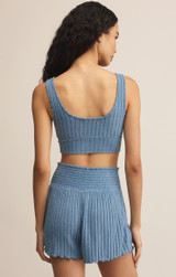 Z Supply Women's Zoe Rib Tank Bra in Oceanic Blue