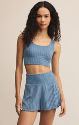 Z Supply Women's Zoe Rib Tank Bra in Oceanic Blue