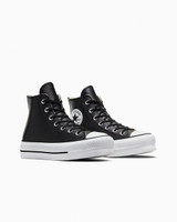 Converse Women's Chuck Taylor All Star Leather Platform High Top Shoes in Black