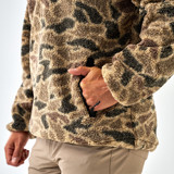 Burlebo Men's Sherpa Quarter Zip Pullover in Rocky Mountain Camo side view