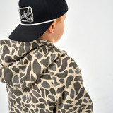 Burlebo Boys' Fleece Hoodie in Classic Deer Camo side view
