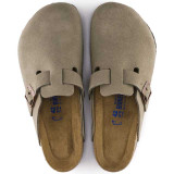 Birkenstock Women's Boston Soft Footbed Clogs Taupe Suede sole view
