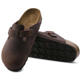 The Birkenstock Men's Boston Clogs in Habana Oiled Leather
