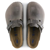 The Birkenstock Men's Boston Clogs in Iron Oiled Leather