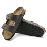 The Birkenstock Men's Arizona Sandals in Iron Oiled Leather