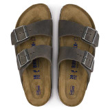The Birkenstock Men's Arizona Sandals in Iron Oiled Leather