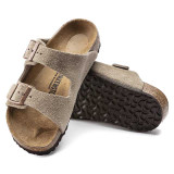 Birkenstock Kids' Arizona Sandals Taupe Suede side view