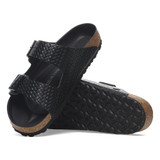 The Birkenstock Women's Arizona Sandals in Woven Embossed Black Leather
