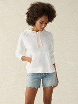 Faherty Women's Sunwashed Slub Hoodie in White