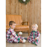 Ruffle Butts Dashing Plaid PJ Set in White