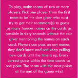 Chronicle Books After Dinner Amusements Guess That Name Card Game cards spread