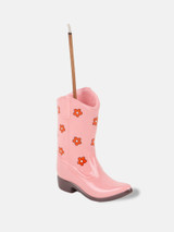 DOIY Design Rodeo Cowboy Boot Incense Holder in use with incense