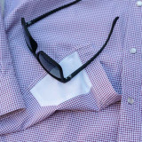 Poncho Men's Western Rogers Button Down Shirt in Purple Microcheck