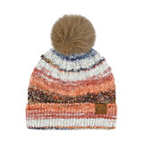 The Women's Multi Color Space Dye Pom Beanie in Taupe