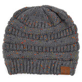 C.C Beanies Confetti Flecked Knit Beanie Dark Melange Grey front view