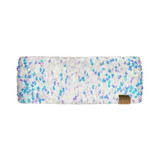 C.C Beanies Faux Fur Sequin Ear Warmer White/Iridescent front view