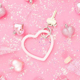 The O-Venture Silicone Heart Key Ring in Rose Pearlized