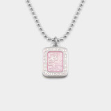 The Get Back St. Christopher Rectangle Pendant Necklace in Pink and White