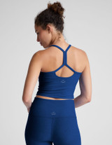 Beyond Yoga Women's Spacedye Racerback Crop Top in Marine Blue Heather