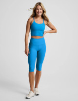 Beyond Yoga Women's Spacedye Slim Racerback Cropped Tank in Malibu Lagoon Heather