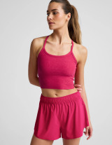 Beyond Yoga Women's Spacedye Slim Racerback Cropped Tank in Berry Red Heather