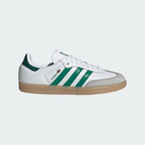 The Adidas Women's Samba OG Shoes in White and Green