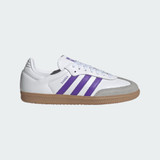 The Adidas Women's Samba OG Shoes in White and Purple