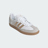 The Adidas Women's Samba OG Shoes in White and Gold