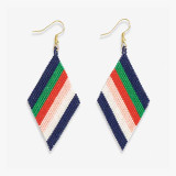 Ink & Alloy Frida Mixed Stripe Earrings in Navy, Green, and Red