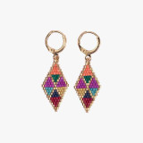 Ink & Alloy Carmen Mini Gold Hoop Beaded Drop Earrings in Muted Multicolor detail
