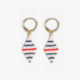 Ink & Alloy Carmen Mini Gold Hoop Beaded Drop Earrings in Navy and Red