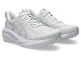 The Asics Women's Novablast 5 Running Shoes in White and Piedmont Grey
