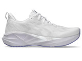 The Asics Women's Novablast 5 Running Shoes in White and Lilac