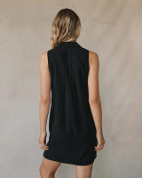 Bella Dahl Women's Sleeveless A-Line Dress in Vintage Black back view