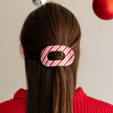 Teleties Large Flat Round Hair Clip in Candy Cane Crush