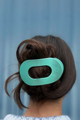 Teleties Large Flat Round Hair Clip in Totally Turquoise
