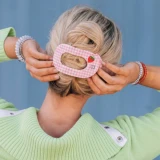 Teleties Large Flat Round Hair Clip in Handpicked Strawberry