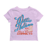 Rowdy Sprout Girls' Willie Nelson Austin Fitted Tee in Preppy Pink
