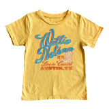 Rowdy Sprout Girls' Willie Nelson Austin Fitted Tee in Sunset Yellow