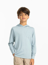The Free Fly Youth Bamboo Shade Hoodie in the Ocean Mist Colorway