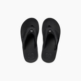 The Reef Kids' Fanning Sandal in the colorway Black/Silver